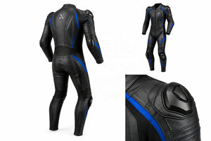 Shoulder Slider Racing One-Piece Leather Motorcycle Suit | Black Gray Blue | OEM ODM Manufacturer | Premium Design Quality | - Product Image 6