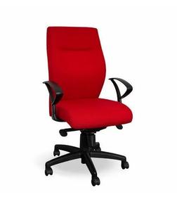 เก้าอี้สำนักงานที่เหมาะกับสรีระหลังสูงสีแดงตัวหนาพร้อมที่วางแขนพลาสติกหุ้มด้วยผ้ารองนั่งและฐานหมุนสบาย - Product Image 3