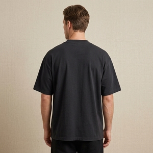 Men's Oversized <b>Tie</b>-Dye Cotton T-Shirt Short Sleeve O-Neck Casual Solid Color <b>Knitted</b> Blank Design Regular 2026 - Product Image 2