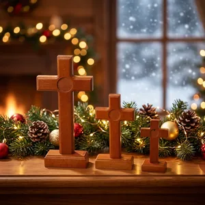 <b>Top</b> quality Red Cross Religious <b>Easter</b> Wooden Craft Wall Decoration Home Decor Religious Tabletop Ornament Christmas Decor Cross - Product Image 4