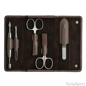 Professional 5-Piece Manicure Kit Stainless Steel Nail Scissor Clipper <b>File</b> Pusher Portable Classic Style Bag Packaging - Product Image 3