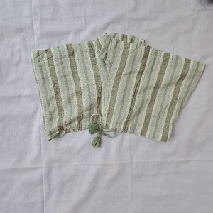 Women's Frill Pajama Set Sage Green Multi Stripe Woven Cotton Green Tassel Drawstring Waist Frill Hem Casual Summer Shorts - Product Image 4