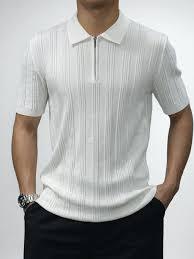 เสื้อโปโลผู้ชายแบบถักลายแนวตั้งระดับพรีเมียม |   เสื้อแจ็คเก็ตแบบซิปครึ่งตัว ผลิตจากผ้าตาข่ายระบายอากาศ |   เสื้อแขนสั้นคุณภาพสูงสำหรับการแสดง - Product Image 2