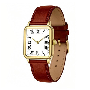 Nouvelle montre de luxe pour femmes en acier inoxydable avec mouvement à quartz Miyota, bracelet en cuir, étanche 3ATM, montre de couple pour femme, cadeau - Product Image 1