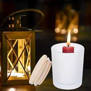 ขวดเทียนแก้วฝ้าพรีเมียมพร้อมฝาไม้ ภาชนะใส่เทียนหอม ของตกแต่งบ้าน ของขวัญ ที่ใส่เทียน โลโก้สั่งทำได้ - Product Image 4