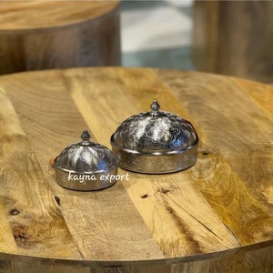 Handmade Wooden <b>Bowl</b> <b>With</b> Glass <b>Lid</b> Vintage Carving Design For Gifting Dry Fruit <b>Bowl</b> - Product Image 2