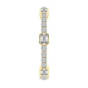 Pulsera de tenis de oro rosa de 10 quilates con esmeralda Gina y diamantes de laboratorio redondos (3 ct.) Tw. Elegante Joyería de Lujo Hecha a Mano para Mujer, Regalo Ideal - Product Image 4