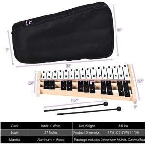 Xilofono Glockenspiel a 27 Note con 2 Bacchette in Gomma - Giocattolo Educativo a Percussione per Imparare la Musica - Product Image 4