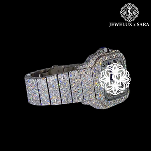 Montre unisexe haut de gamme en acier inoxydable avec diamants et fonction chronographe, idéale pour les occasions formelles et sportives - Product Image 1