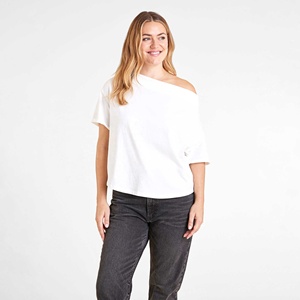 New Arrival Summer Women's Casual Jersey Tops Flower Letter Print Off Shoulder T-Shirts Eco-Friendly Short Sleeves Tshirt - Product Image 1