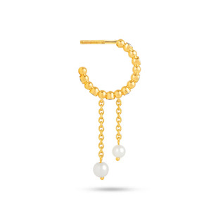 ต่างหูเพชรทรงหยดน้ำประดับหินสีขาวทอง - Product Image 1