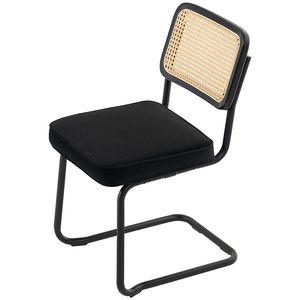 Set di 2 Sedie da Pranzo Moderne Stile Mid-Century, Imbottite in Velluto con Schienale in Rattan, Funzione Girevole Retrò - Product Image 1