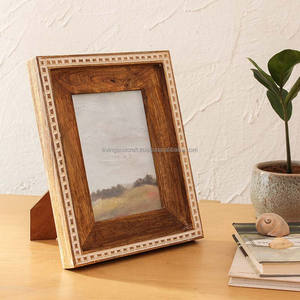 Rustic Beaded <b>Wooden</b> <b>Photo</b> <b>Frame</b> | Handmade for Laser Engraved Brass White Wash Border Tabletop Standing Desk Decor - Product Image 3