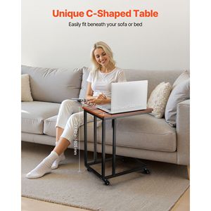 Mesa Auxiliar Portátil con Ruedas y Marco Metálico en Forma de C para Sala de Estar, Dormitorio u Oficina - Product Image 2