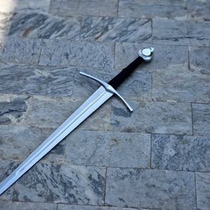 Stainless Steel Straight Edge <b>Sword</b> With Black Handle And <b>Silver</b> Guard 0.6mm Blade Thickness Industrial Grade - Product Image 2