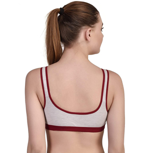 Women Contrast Binding Sports <b>Bra</b> Scoop Neck <b>Spaghetti</b> <b>Strap</b> Medium Support Yoga Breathable Seamless Solid Color - Product Image 4