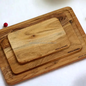 Ensemble de planches à découper en bois d'acacia biologique écologique Planches à découper durables pour usage domestique - Product Image 1