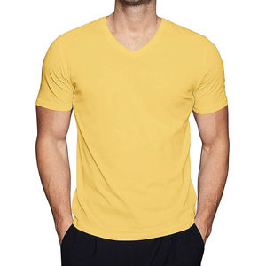 Camiseta de Hombre de Estilo Casual, Color Sólido, Transpirable, Corte Regular, Cuello en V, Ropa Urbana, 100% Algodón, Gran Venta - Product Image 5