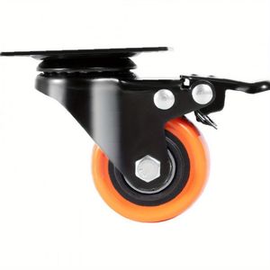 Set 4 pezzi Ruote a piastra girevole da 2 pollici a doppia chiusura di sicurezza con ruote in PVC senza rumore capacità di carico pesante 150 mobili - Product Image 3