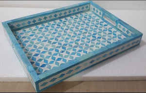 Très demandé à la main incrustation d'os motif marocain plateaux en résine design personnalisé de luxe avec des prix - Product Image 4