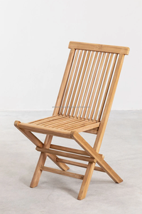 Ensemble de tables octogonales en bois de teck 4 chaises pliantes pour l'extérieur, patio, cuisine, hôtel, restaurant, parc, meubles de restaurant - Product Image 4