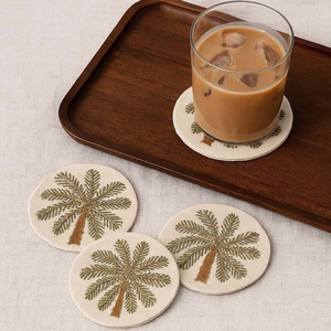 Unique Embroidery <b>Beaded</b> Fabric <b>Coaster</b> Classic Style Custom Diameter Custom Thickness Eco-Friendly High Durable Home Hotel - Product Image 6