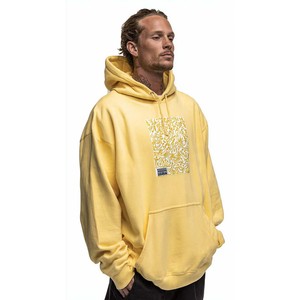 Sweat-shirt à capuche surdimensionné pour homme, personnalisé avec logo, de haute qualité, imprimé abstrait jaune, en coton molletonné, décontracté, pour l'automne, vente en gros - Product Image 1