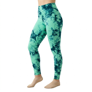 Premium Quality Green <b>Tie</b> Dye Sport Bra Leggings Set High Waist Full Length Knitted Spandex Polyester Breathable Quick Women's - Product Image 4