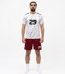 Conjunto de Camiseta de Fútbol para Hombre, Blanca, Manga Corta, Poliéster que Absorbe la Humedad, Nombre/Número del Equipo Personalizado, Sublimado, Cierre con Cordón - Product Image 1