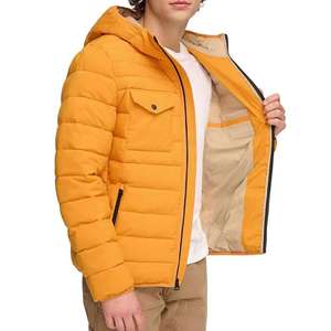 เสื้อแจ็คเก็ตพัฟเฟอร์มีฮู้ดสำหรับผู้ชาย WARPRO INDUSTRY สีเหลืองล้วน ปิดด้วยซิป กันลม สวมใส่สบายๆ ในฤดูใบไม้ร่วง ผลิตจากโพลีเอสเตอร์เคลือบบุใยสังเคราะห์ - Product Image 5