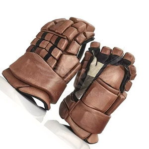 Guantes de hockey sobre hielo de cuero transpirable con palma, tacto fuerte, dedos completos, correa de muñeca ajustable, cierre con cordones, ajuste rápido, protección premium - Product Image 5