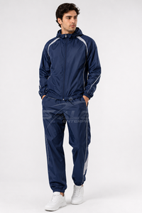 Conjunto Deportivo para Hombre, Azul Marino, Cortavientos, Impermeable, con Capucha y Cordón Ajustable, Corte Regular, Ligero y Transpirable, de Poliéster - Product Image 3
