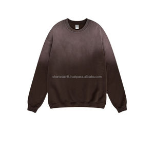 High Quality 400 Gsm Acid Wash Sweatshirt for Men New Design Solid Pattern <b>Jumper</b> Plus Size Woven Fabric for Winter - Product Image 3