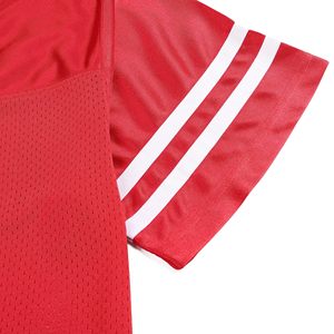 เสื้อฟุตบอลคลาสสิกสำหรับผู้ชาย ผ้าตาข่ายระบายอากาศดี แบบเรียบ สามารถสั่งทำได้ เสื้อยืดออกกำลังกายแบบยูนิเซ็กซ์ เสื้อกีฬา เสื้อลำลอง ชุดออกกำลังกาย - Product Image 2