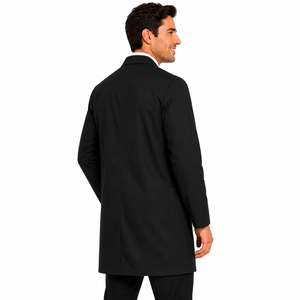 Bata de Laboratorio Negra para Hombre, Manga Larga, Cierre de Botones, Color Sólido, Algodón y Poliéster, Corte Regular, para Uso Hospitalario - Product Image 4