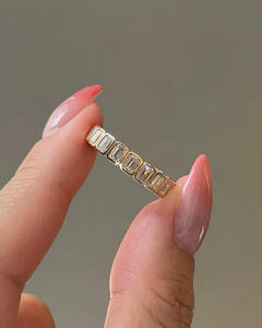 Bague de mariage en or massif 14K 18K avec diamant taille émeraude, bague éternité complète empilable, vente en gros de bijoux en or de laboratoire de qualité supérieure - Product Image 3