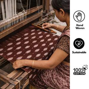 Auténtica Tela Ikat Tradicional India Tejida a Mano, de Algodón Ecológico, Sostenible, Duradera, Lavable a Máquina, Textil para Prendas de Vestir - Product Image 5