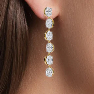 Pendientes de Diamantes con Corte Ovalado, Chapados en Oro de 18K, Joyería Clásica de Boda para Mujer, Pendientes de Moda de Aleación - Product Image 3