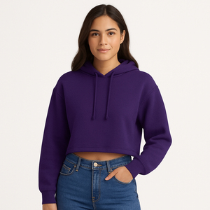 Hoodies unisexes à coupe ample, taille ajustée, coupe courte, à capuche, unis, à manches longues, décontractés, en coton respirant, séchage rapide, anti-rétrécissement, pour l'hiver - Product Image 4