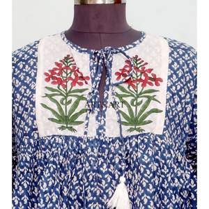 Vestidos Midi Boho de Verano con Estampado Floral Dulce de 2 Piezas, 100% Algodón, Cuello en V, Borlas, Manga Corta, Holgados e Informales - Product Image 2