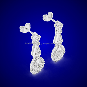 Hollow <b>Stud</b> Earrings Embellished with Moissanite Sterling Silver 925 Hypoallergenic Minimalist Ethnic Women's - Product Image 3