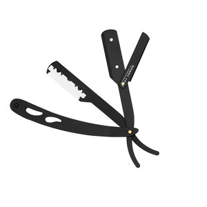 Professional Traditional Straight Edge Razor Black Stainless Steel Barber Shavette <b>Single</b> Blade Holder Classic Wet Shaving Razor - Product Image 1