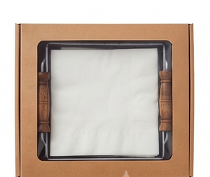Galvanized Stainless Steel Classic Napkin Box Stylish Wood Handle For Premium Quality Tabletop Napkin Holder Storage - Product Image 6