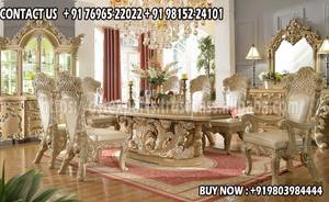 Juego de Comedor Moderno de Madera de Teca Tallada en Oro Premium, Estilo Clásico Maharaja Real Indio, DST EXPORTS - Product Image 4