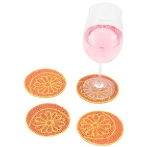 Orange Slice <b>Beaded</b> <b>Coaster</b> Set Round Fabric Bohemian Design - Product Image 1