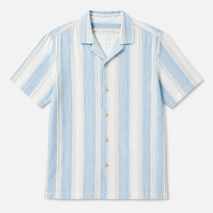 Camisa Hawaiana a Rayas para Mujer, Manga Corta, con Botones, Informal, para Vacaciones, Ligera, para la Playa, Verano, OEM, ODM - Product Image 3