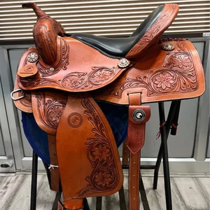 Selle de barrel racing western haut de gamme, faite à la main et de qualité supérieure : équipement équestre très demandé pour le plaisir du trail et l'équitation personnalisée - Product Image 1
