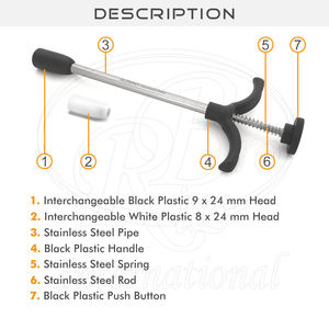 Pistola de Bolus Reutilizable de Acero Inoxidable Pequeña con 2 Copas Intercambiables (Blanco/Negro) de 9.5 Pulgadas, Empujador de Píldoras para Uso Veterinario en Ovejas - Product Image 3