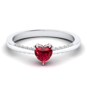 REYES Exquisite Heart Shape 0.5 Carat Red <b>Garnet</b> Gemstone <b>Ring</b> in 925 Sterling <b>Silver</b> VVS Moissanite Engagement <b>Rings</b> For Women - Product Image 1