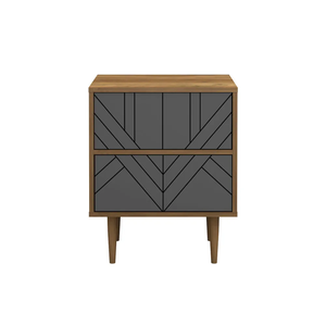 Table de chevet minimaliste en bois massif avec étagère ouverte et tiroir – Meuble de rangement compact pour chambre à coucher - Product Image 2